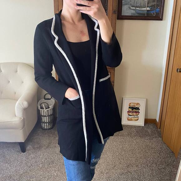 Zara Knit black and white trim cardigan size small - Picture 2 of 7